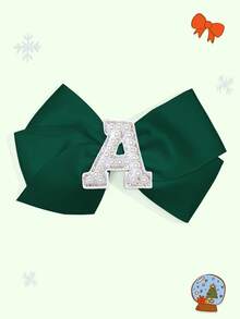 1pc 5-Inch 26pcs A-Z Pearl Letter Personalized Hair Clip For Girls, Ponytail Holder, Suitable For Holiday Party, School Graduation, First Day Of School, Classroom - Dark Green - View 4