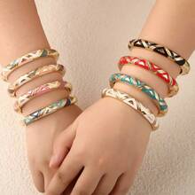 1 pieza Brazalete estilo vintage chapado en oro con esmalte, brazalete dorado, accesorio de joyería para mujeres y niñas, adecuado para la Gala Met, festivales de música, fiestas de lujo, regalo de coleccionista de lujo