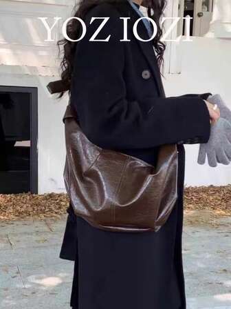 秋冬韩版ins风复古时尚软皮褶皱休闲百搭通勤户外日常购物单肩斜挎包