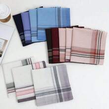 5pcs/12pcs/Pack Plaid Handkerchiefs, Soft & Comfortable, Lightweight & Breathable, Suitable For All Seasons, Unisex, Suitable For Outdoor, Sports, Weddings And Daily Use