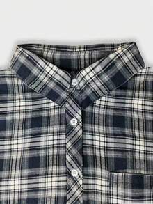 Cămașă casual cu mânecă lungă și nasturi în carouri pentru femei, mărime plus - Multicolor - Vizualizare 3