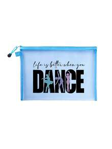 Mesh Cosmetic Bag With Dance Theme Pattern,Red Air Cushion Storage Portable Storage Bag,With The Letters "Dance" And Creative Patterns Of Dancing Girls,Makeup Bag, Skincare Bag, Travel Essentials, Dormitory Supplies, Gift For Women,Gift For Dance,Wedding Bride Gifts, Mother Gifts, Birthday Gifts,Dancers, Girls, Women Storage Bag, Gifts For Friends And Dance Teacher, Bathroom Storage,Lip Oil And Cosmetics Storage Bag.