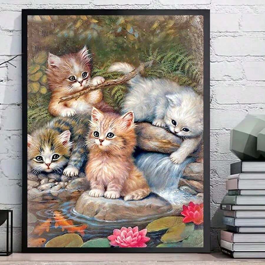 Kit di pittura di diamanti 5D, decorazione artistica di diamanti fatta a mano a forma di gatto, senza cornice, adatto per il gioco di pittura di diamanti fai-da-te, pittura di diamanti a tutto tondo, decorazione artistica moderna per casa, parete, ingresso, camera da letto, regalo per le vacanze, regalo di Capodanno