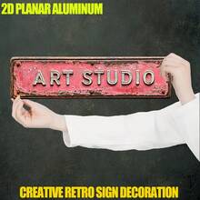 Retro "Art Studio" Metal Wall Sign - Rustic Aluminum Decorative Sign ( 4inchx16inch ) With Colorful Printing, Suitable Indoor And Outdoor Durable Decoration, Ideal Home, Kitchen, Farmhouse, Porch, And Garden