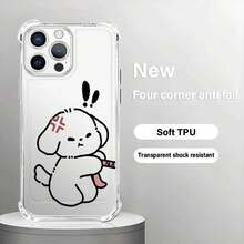 Funda de Teléfono Transparente Antigolpes con Diseño Creativo de Perro para 17, 16, 15, 14 / 16, 15, 14 Plus / 17, 16, 15, 14 Pro / 11, 11 Pro – Regalo Perfecto para Todas las Estaciones - Colores mixtos - Ver 9
