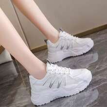 Tenis deportivos chunky unisex con plataforma ligera – Blanco / Negro - Blanco - Ver 2