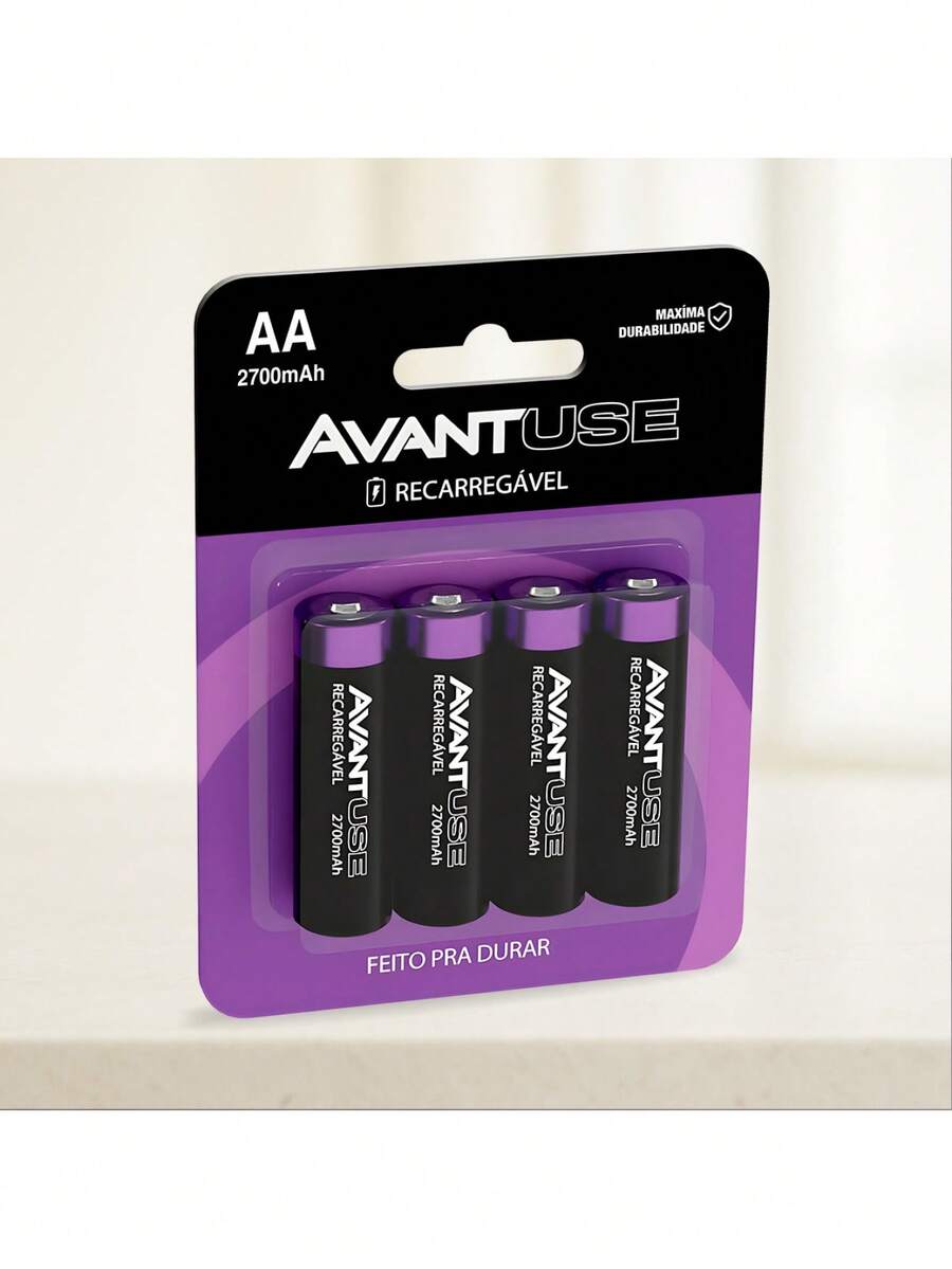 Kit 4 Pilhas Recarregável Comum AA 2700MAH Cod: 408140010 Avant Use