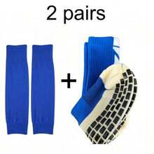 2 paires de chaussettes de sport de football anti-dérapantes multicolores, manches de jambe de course pour protéger efficacement les muscles du mollet contre les blessures - Multicolore - Voir 13