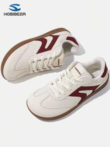 HOBIBEAR 女士休闲运动鞋，舒适透气轻便时尚运动鞋，简约平底运动鞋，适合秋冬季 - 米紅 - 查看 5