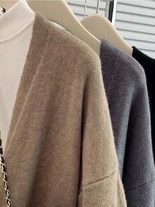 Women's Fall/Winter Oversized Slouchy Soft Knit Cardigan - Mid-Length Cozy Sweater Outerwear