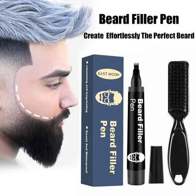 Relleno de barba extraíble Fácil de usar Bolígrafo de relleno Fácil de crear una línea de cabello de barba gruesa, cepillo pequeño gratis