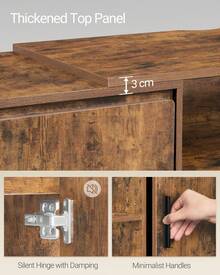 HEXCELEN Meuble TV, pour Télévisions 60 Pouces, Banc TV avec 2 Armoires et 2 Ouverts, Support Télé avec Étagères Réglables, 40 x 140 x 51,5 cm, pour Salon, Chambre à Coucher, Marron Rustique - Acajou - Voir 5