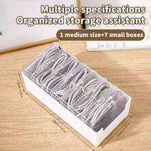 1 pieza Caja de almacenamiento de cable de datos con tapa, organizador de cajón de gran capacidad, organizador de cables de escritorio, adecuado para el hogar, la oficina, el aula, la residencia universitaria, la cocina, la división - Multicolor - Ver 9