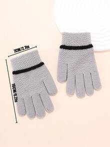 2双儿童针织保暖手套，防风防寒户外骑行提花手套