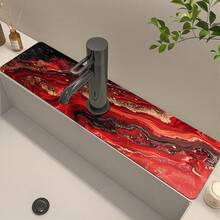 1 miếng lót thoát nước bồn rửa họa tiết bãi biển màu đỏ nghệ thuật, miếng lót vòi nước nhà bếp/phòng tắm chống trượt bằng đất tảo cát và cao su khô nhanh, thấm hút độ ẩm, miếng lót thoát nước bằng silicon chống trượt bằng bùn tảo cát, miếng lót thoát nước nhà bếp gia dụng, miếng bảo vệ bồn rửa mặt, phù hợp với mọi loại vòi nước trong phòng tắm và nhà bếp. - Nhiều màu - Xem 7