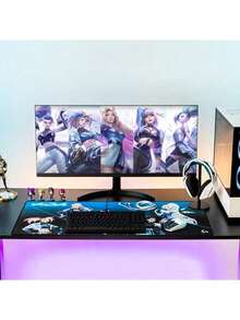 Logitech G840 XL Mauspad KDA Custom Edition Hochwertiges Material für reibungslose Bewegungen Rutschfestes Gummi haftet auf dem Schreibtisch Robuste Lock-Edge-Technologie erweitert die XL-Größe, um den Schreibtisch abzudecken