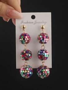 1 Pair Glass Disco Ball Multicolor Dangle Earrings, Party & Holiday Jewelry - Colorful - View 10