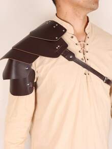 1 pièce Armure d'épaule médiévale en PU, protection d'épaule ajustable à une seule épaule, harnais de guerrier viking, gladiateur, samouraï, chevalier. Accessoire de costume d'Halloween pour hommes - A - Voir 2
