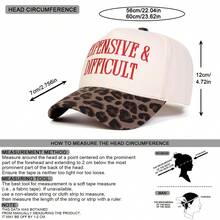 1pc Women's "Expensive & Difficult" Embroidered Letter Trucker Hat, Casual Baseball Cap, Suitable For Spring, Autumn, Street, Travel, Beach Vacation - Multicolor - View 2