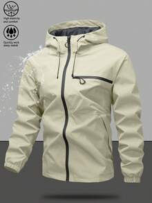 Herren Kapuzenjacke mit Kordelzug aus Softshell, Windjacke für den Outdoor-Sport mit großen Fronttaschen, Reißverschlusstaschen an den Seiten, geeignet für den täglichen Gebrauch, vielseitig und beliebt, Herbst