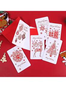 6/8 张装圣诞贺卡，带信封，6 种独特设计，有趣的节日祝福，盒装办公用品，适合感恩节、万圣节、生日、祝贺、感谢 - 多色 - 查看 4