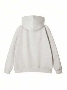 女士休闲宽松圆领卡通字母印花卫衣，秋冬季舒适保暖 - 淺灰色 - 查看 4