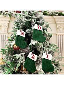 1pc Green Mini Christmas Stocking, Christmas Decoration For Party, Home, Room, Christmas Tree,Christmas - Green - View 3