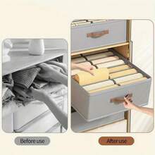 1 pieza Caja plegable para guardar ropa, hecha de tela, con diseño de doble hilera. Ideal para guardar ropa, pantalones, ropa interior, calcetines, camisas, suéteres, etc. Ideal para dormitorio y armarios.