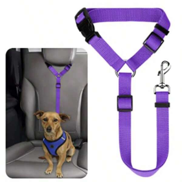 1pc Pet Car Seat Leash, Adjustable Length - Car Headrest Leash For Small & Medium Dogs, Must-Have Harness Buckle For Happy Dogs, Car Travel Gear To Prevent Pets From Running Around, Highly Practical