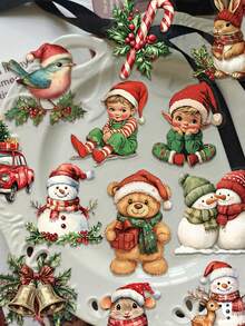 50pcs Vintage Christmas Stickers, Suitable For Decorating Laptops, Phones, Tablets, Guitars, Luggage, Journals, Scrapbooks And Other DIY Projects, Christmas Gift