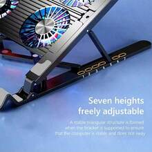 Laptop Cooling Stand With 2/4 Fans Foldable Gaming Laptop Cooling Pad 7 Height Adjustable RGB Laptop Cooler Base For 11-17.3 Inch