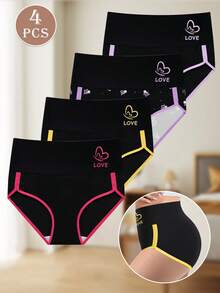 MIOTAN 4条装女士高腰内裤，撞色，柔软透气 - 彩色 - 查看 6
