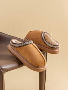 Dép bông mềm mại, thời trang và thoải mái cho nam mùa thu/đông, dép đi trong nhà đế dày chống trượt, giày ấm áp cho nam và nữ - Màu Khaki - Xem 10