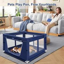 SIDIANBAN 90x90x66cm Puppy Playpen With Gate, Dog Playpen For Puppies Or Small Dogs, Pet Playpen For Indoor & Outdoor, Sturdy Safety DogPen With Thickened Fabric, High-Strength Nylon Wire Mesh - 寵物圍欄 - 查看 5