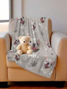 Custom Dog Blanket Personalized Photo And Name Blanket With Custom Dog Head Plush Sherpa Blanket 5 Sizes Colors Optional For Pet Dog Cat Owner Memorial Gift - Multicolor - View 4