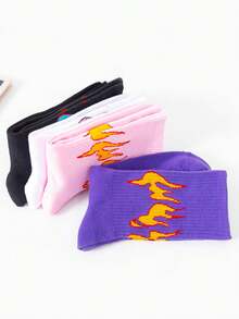 1/4/5 Pairs Mid-Calf Socks In Rock And Hip-Hop Style For Autumn And Winter, The Preferred Choice For Street Trendsetting Youths