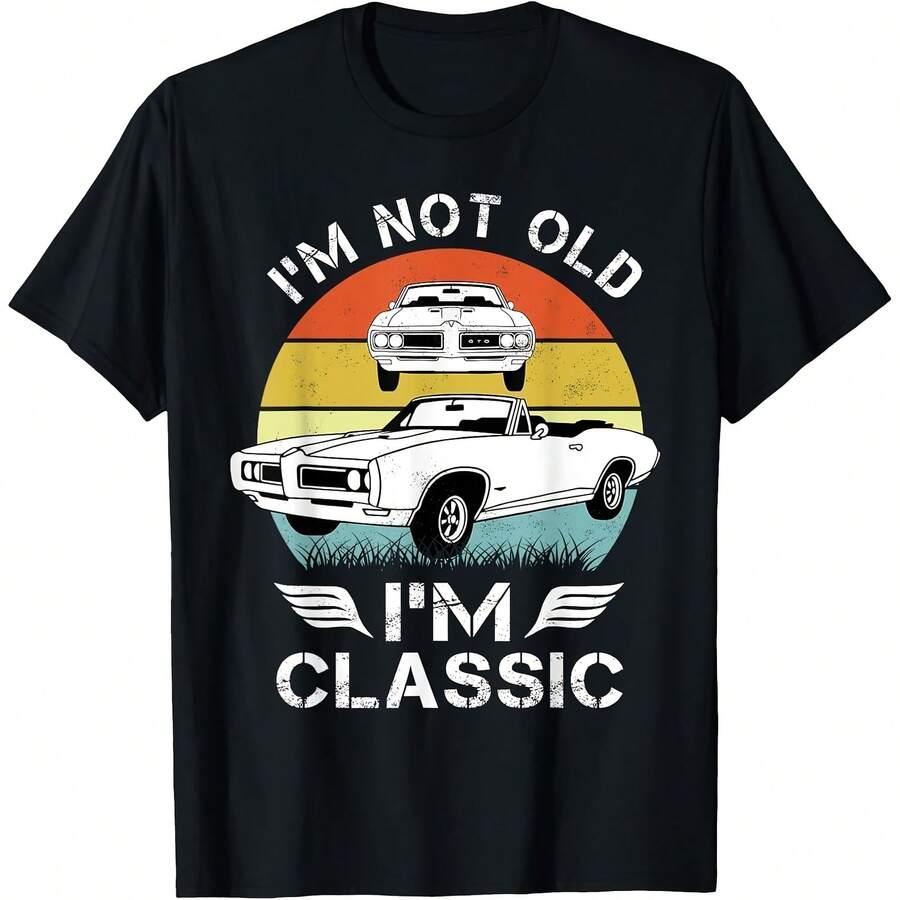1968 68 GTO Classic Car Old School Muscle Car Gift Uni T-Shirt - 黑色1 - 查看 1
