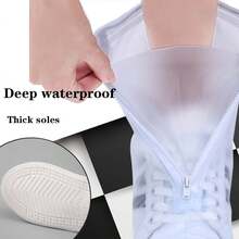 2 Pares Cubre Zapatos Impermeable, Cubiertas para Zapatos Antideslizante Plegabl de Reutilizable, Barro Ducha de Lluvia Contramedida de Lluvia Aplicable a Hombres 41-44 - 1 - Ver 7