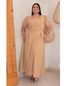 Women's Casual Long Dress - 米色 - 查看 3