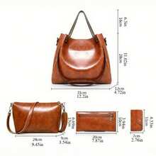 Women's Bag New Retro Four-Piece Mother-And-Child Bag Large Capacity One-Shoulder Handbag Crossbody Bucket Bag Perfect For Birthday Gift Halloween Christmas Thanksgiving New Year's Gift - màu nâu - Xem 2