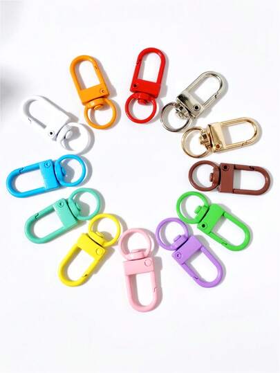 10pcs/30pcs Metal Lobster Claw Clasp, Swivel Keychain Clip Hook, DIY Keychain Craft, Jewelry Making Connector, Random Color