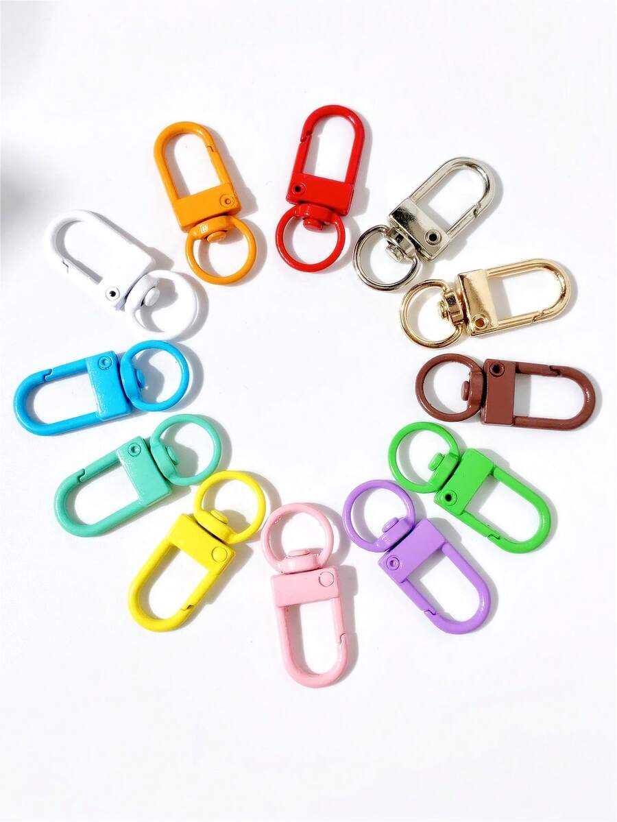 10pcs/30pcs Metal Lobster Claw Clasp, Swivel Keychain Clip Hook, DIY Keychain Craft, Jewelry Making Connector, Random Color - Keychain Claw Buckle - View 1