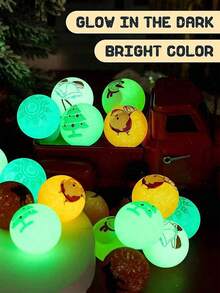12 Pcs-Christmas Glow Bouncy Balls Glow,Christmas Decoration,In The Dark Bouncing Balls,Rubber Bounce Ball,Bell/Snowman/Santa Claus/Reindeer/Green Dot/Snowflake Pattern,Christmas Ornaments For Tree,Christmas Tree Topper,Bulk Birthday Party Game Gifts Stocking Stuffers Party Favors,Christmas Gifts, Party Decoration Small Presents,Christmas Decoration 2025