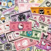 Sanrio 50pcs Cartoon Sanrio Banknote Stickers, Cute Cartoon Design, Highly Attractive Notebook, Phone Case, Laptop Decorative Stickers