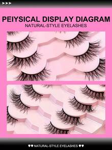 False Lashes 7pairs Faux Mink Lashes Tail Elongated False Eyelashes Gift For Women & Girl