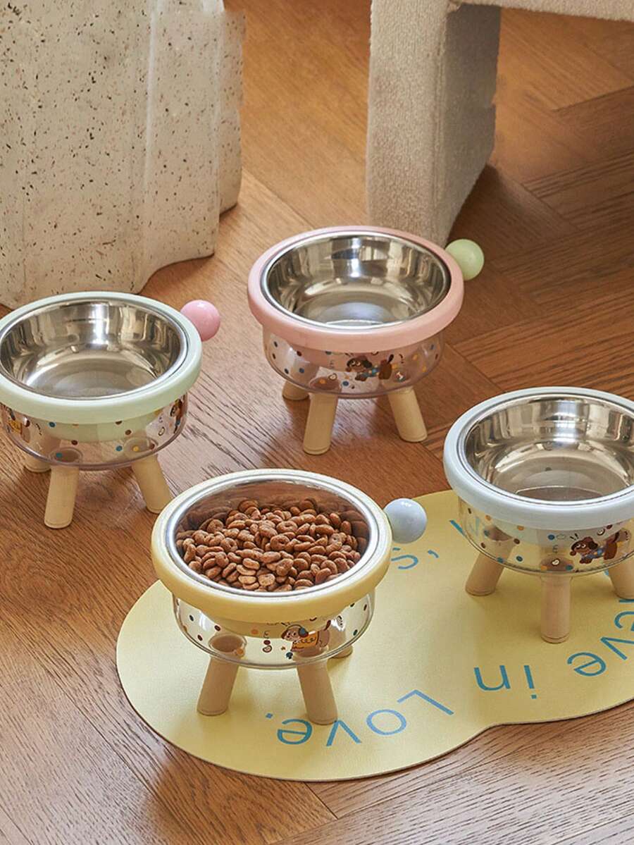 1pc High-Quality Pet Bowl, Anti-Slip & Anti-Spill Cat/Dog Stainless Steel Food Water Bowl, Large Capacity - Nhiều màu - Xem 1