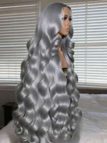 Grey Body Wave Lace Front Wigs Human Hair 250 Density Brazilian Remy Human Hair Wig Glueless Wigs For Women 13x6 HD Transparent Water Wave Lace Closure Wigs Human Hair Pre Plucked No Shedding With Baby Hair - Xám - Xem 2
