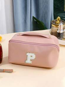 1 szt. Wielofunkcyjna kosmetyczka, wodoodporna kosmetyczka ze skóry PU, kosmetyczka łazienkowa, pojemny uchwyt na pędzle do makijażu, list DIY, przenośna torebka, kosmetyczka o dużej pojemności na kosmetyki do pielęgnacji skóry, pędzle, puder, szminkę, odpowiednia na plażę, do szkoły, do łazienki, na święta, walentynki, prezenty świąteczne dla mamy, rodziny, przyjaciół, niezbędna jesienią - Różowy - Zobacz 25