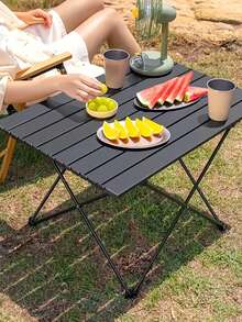 1pc Outdoor Folding Table, Picnic/Camping Portable Iron Frame Eggroll Stall Table, Autumn Decorative Long Sleeve Jumpsuit