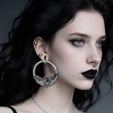 1pc Ear Gauges Skull Butterfly Ear Weights For Stretched Ear Plugs Body Piercing Tunnels Stainless Steel Body Jewelry Halloween - Round - View 2